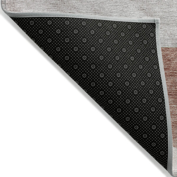 10' X 14' Copper Red And Gray Geometric Washable Indoor Outdoor Area Rug