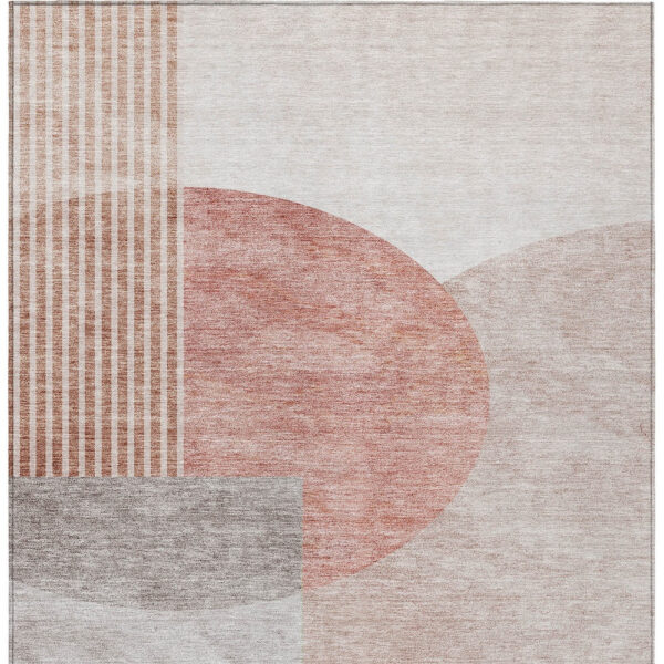 10' X 14' Copper Red And Gray Geometric Washable Indoor Outdoor Area Rug