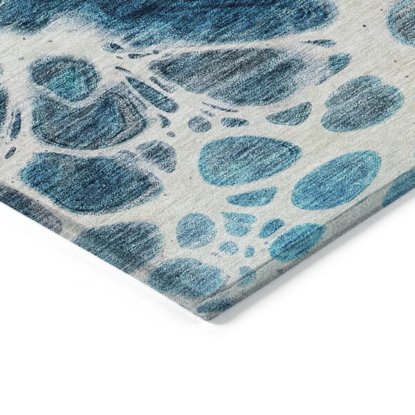 5' X 8' Teal Blue And Navy Blue Nautical Washable Indoor Outdoor Area Rug