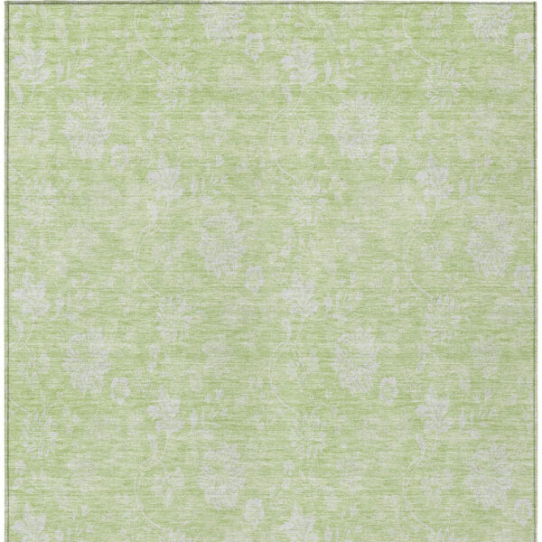 5' X 8' Artichoke Green Mint Green And Ivory Floral Washable Indoor Outdoor Area Rug