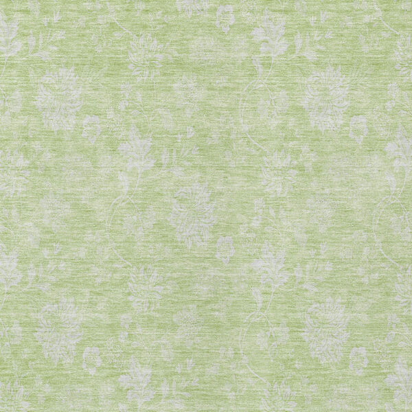 5' X 8' Artichoke Green Mint Green And Ivory Floral Washable Indoor Outdoor Area Rug