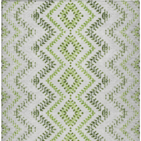9' X 12' Green Ivory And Gray Geometric Washable Indoor Outdoor Area Rug