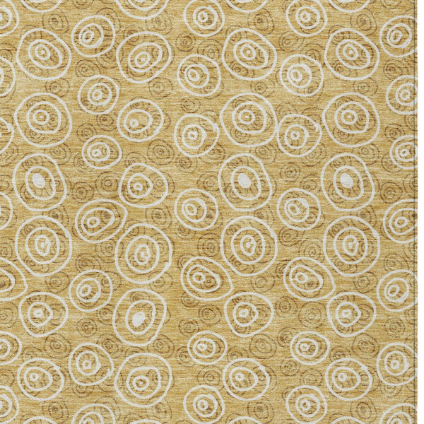 5' X 8' Gold Beige And Ivory Geometric Washable Indoor Outdoor Area Rug