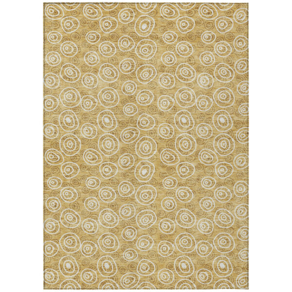 5' X 8' Gold Beige And Ivory Geometric Washable Indoor Outdoor Area Rug