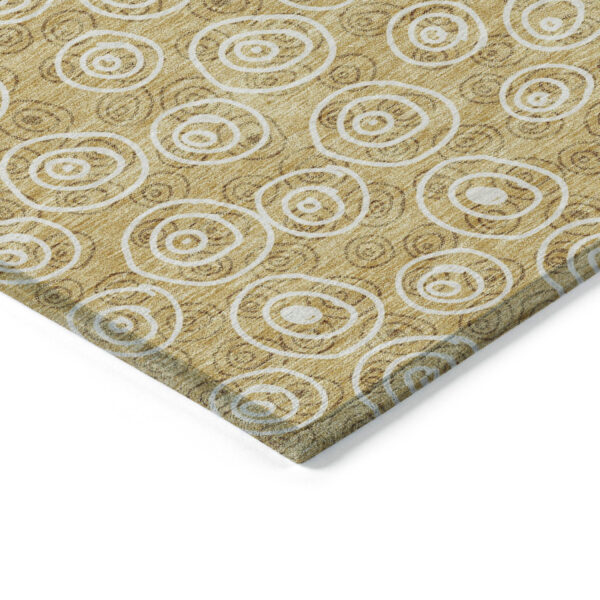 5' X 8' Gold Beige And Ivory Geometric Washable Indoor Outdoor Area Rug