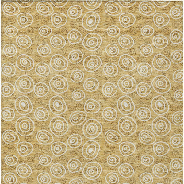 5' X 8' Gold Beige And Ivory Geometric Washable Indoor Outdoor Area Rug