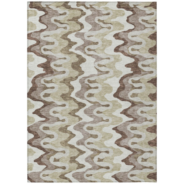 10' X 14' Beige Brown And Taupe Abstract Washable Indoor Outdoor Area Rug