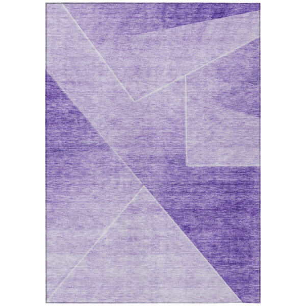 8' X 10' Purple And Ivory Abstract Washable Indoor Outdoor Area Rug