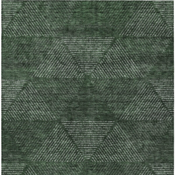 3' X 5' Fern Green And Emerald Geometric Washable Indoor Outdoor Area Rug