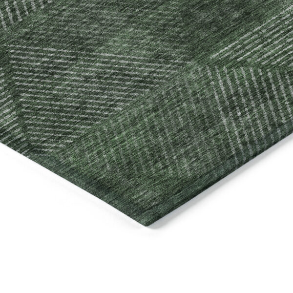 3' X 5' Fern Green And Emerald Geometric Washable Indoor Outdoor Area Rug