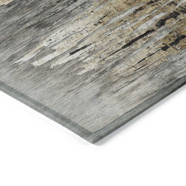 8' X 10' Gray Charcoal And Silver Abstract Washable Indoor Outdoor Area Rug