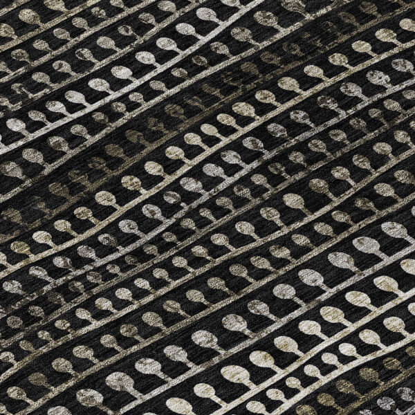 8' X 10' Taupe Charcoal And Gray Striped Washable Indoor Outdoor Area Rug