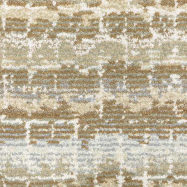 2' X 10' Ivory Grey Tan And Brown Abstract Power Loom Stain Resistant Runner Rug