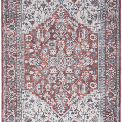 8' X 10' Gray Floral Power Loom Distressed Washable Area Rug
