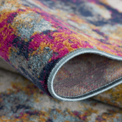 13' Runner Blue And Gold Abstract Dhurrie Runner Rug