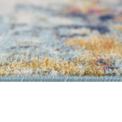 13' Runner Blue And Gold Abstract Dhurrie Runner Rug