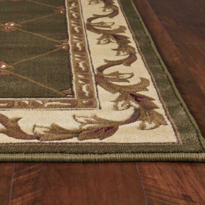 2' x 3' Green and Ivory Trellis Area Rug
