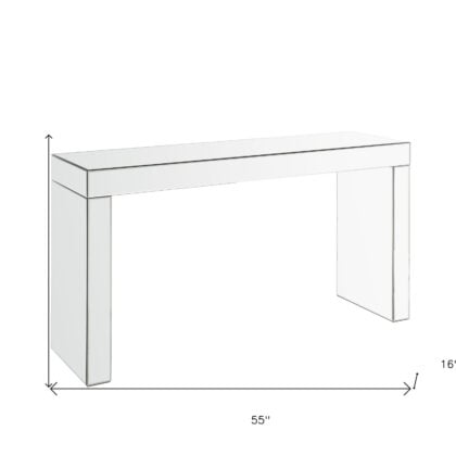 55" Clear Glass Mirrored Writing Desk