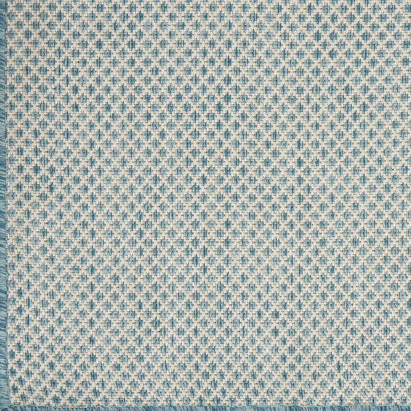 9' X 12' Aqua and Ivory Indoor Outdoor Area Rug