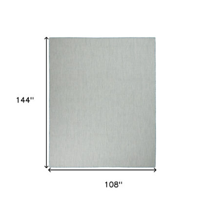9' X 12' Aqua and Ivory Indoor Outdoor Area Rug