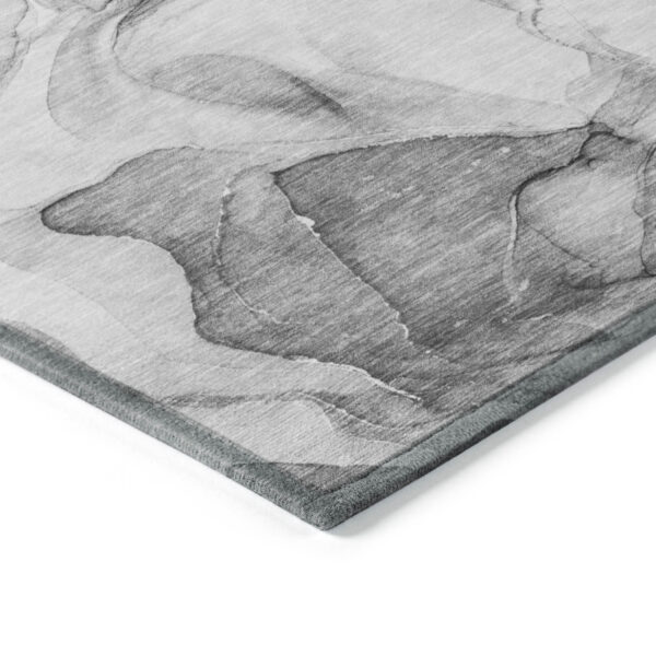 10' X 14' Gray Abstract Washable Non Skid Indoor Outdoor Area Rug