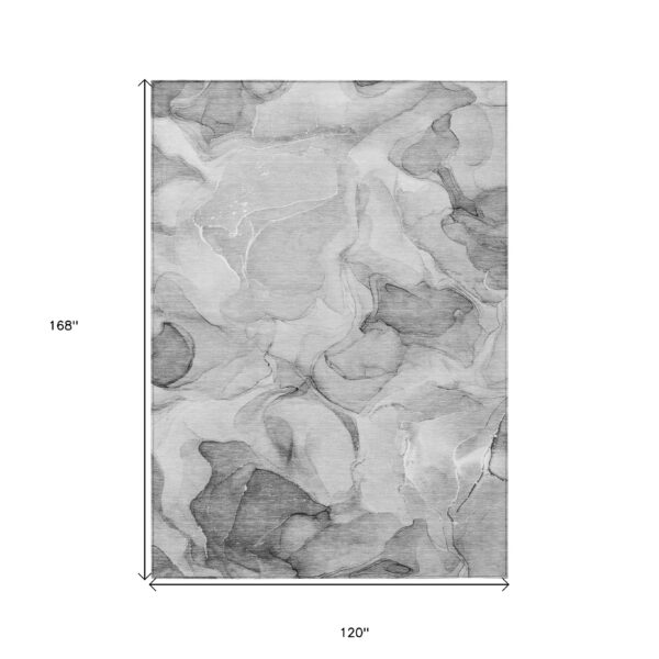 10' X 14' Gray Abstract Washable Non Skid Indoor Outdoor Area Rug