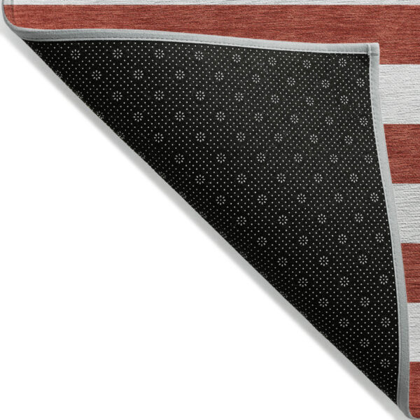 8' X 10' Red and White Striped Washable Non Skid Indoor Outdoor Area Rug