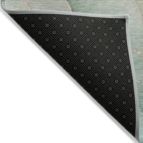 8' Runner Teal Abstract Washable Non Skid Indoor Outdoor Runner Rug