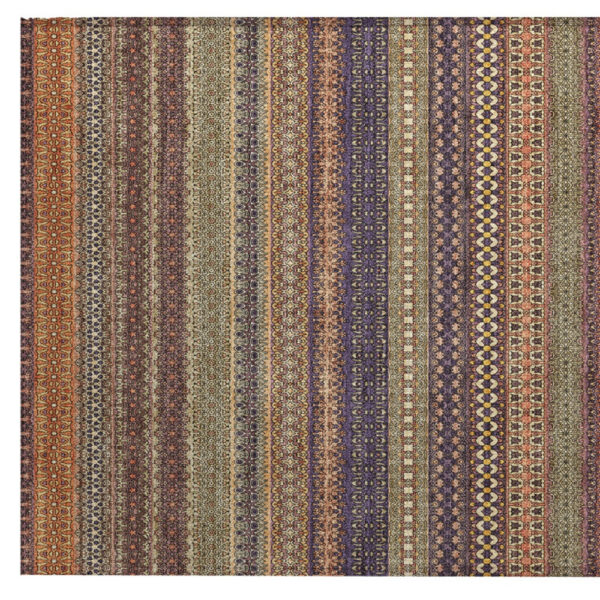 2' X 3' Orange Striped Washable Non Skid Indoor Outdoor Area Rug