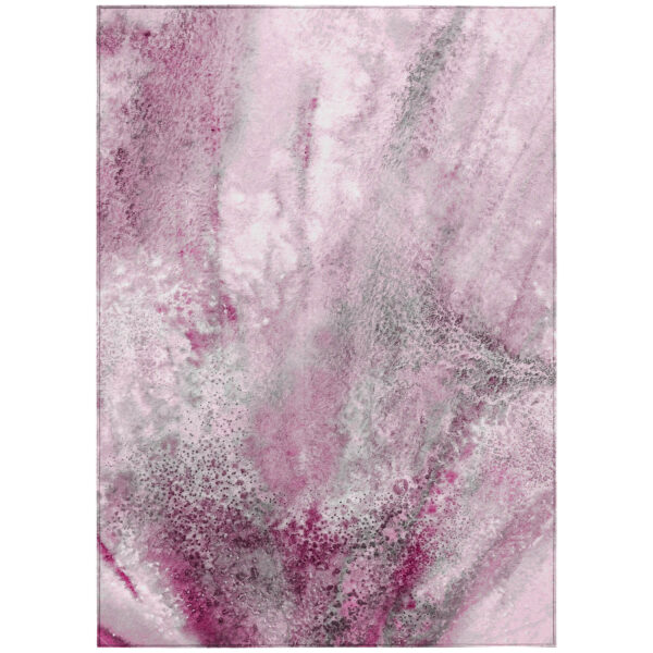 10' X 14' Pink Abstract Washable Non Skid Indoor Outdoor Area Rug