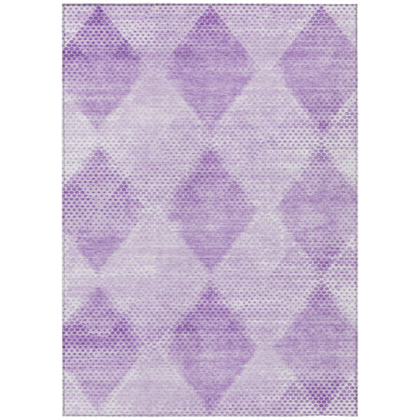 5' X 8' Lavender Geometric Washable Non Skid Indoor Outdoor Area Rug