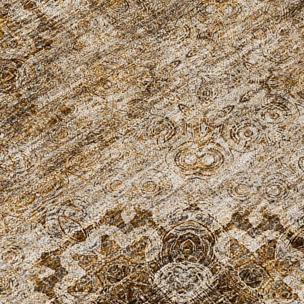 8' X 8' Taupe Round Floral Medallion Washable Non Skid Indoor Outdoor Area Rug