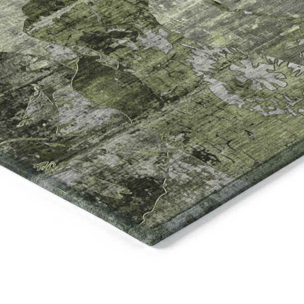 8' X 10' Green and Gray Abstract Washable Indoor Outdoor Area Rug