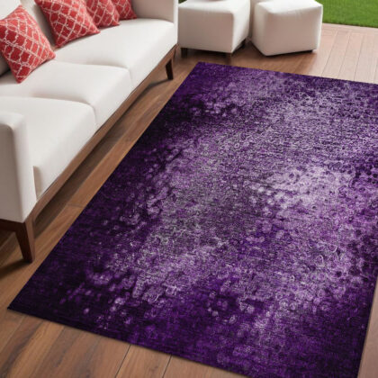 5' X 8' Purple Washable Non Skid Indoor Outdoor Area Rug