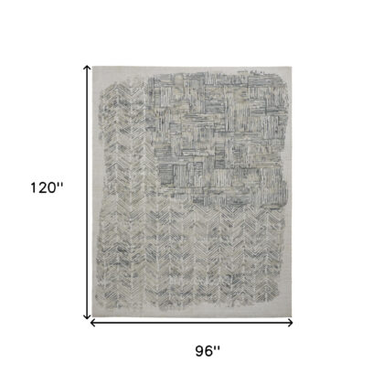 8' X 10' Green Blue And Ivory Abstract Hand Woven Area Rug