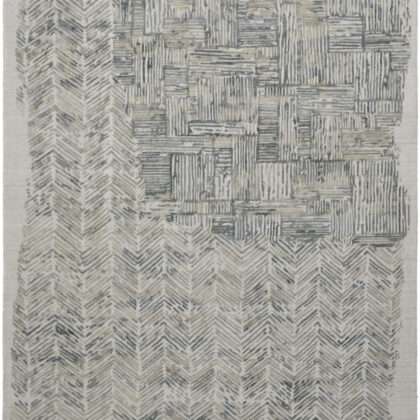 8' X 10' Green Blue And Ivory Abstract Hand Woven Area Rug