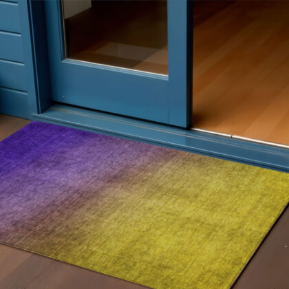 3' X 5' Purple Gold And Blue Ombre Washable Indoor Outdoor Area Rug