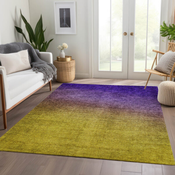 3' X 5' Purple Gold And Blue Ombre Washable Indoor Outdoor Area Rug