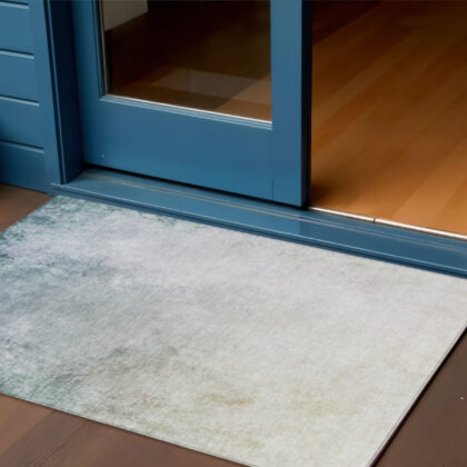 3' X 5' Beige Sky Blue And Teal Blue Ombre Washable Indoor Outdoor Area Rug