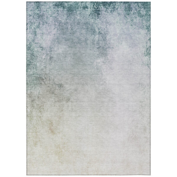 3' X 5' Beige Sky Blue And Teal Blue Ombre Washable Indoor Outdoor Area Rug