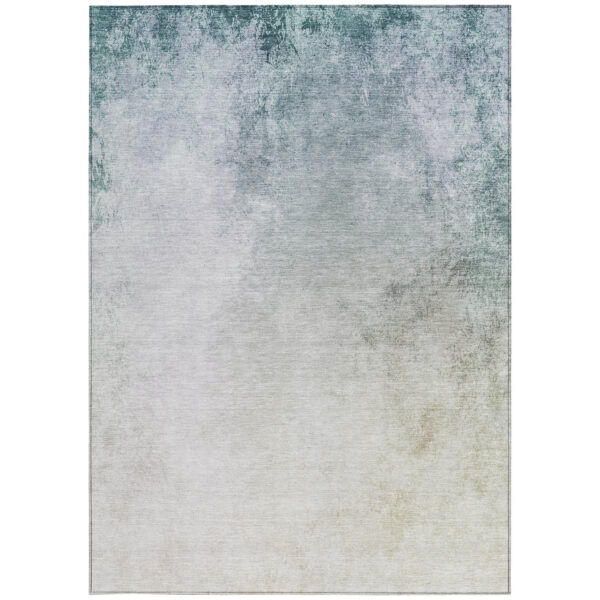 3' X 5' Beige Sky Blue And Teal Blue Ombre Washable Indoor Outdoor Area Rug