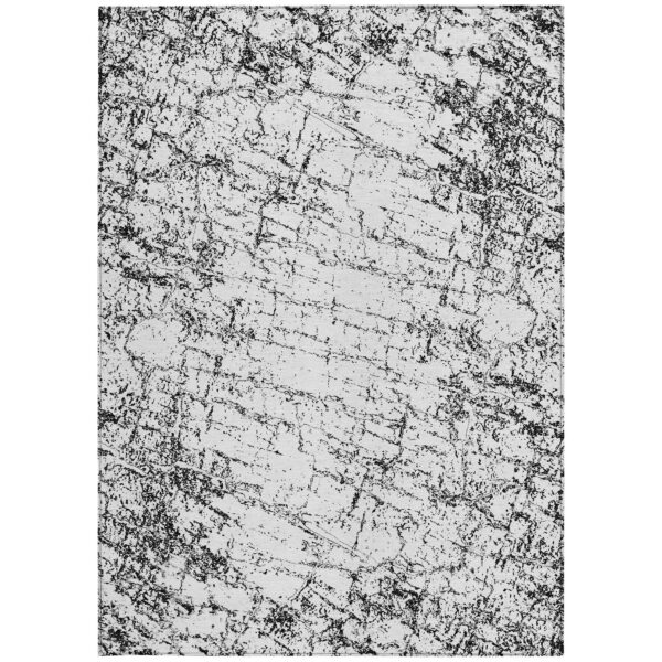 3' X 5' Black White And Gray Abstract Washable Indoor Outdoor Area Rug