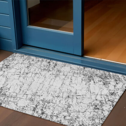 3' X 5' Black White And Gray Abstract Washable Indoor Outdoor Area Rug