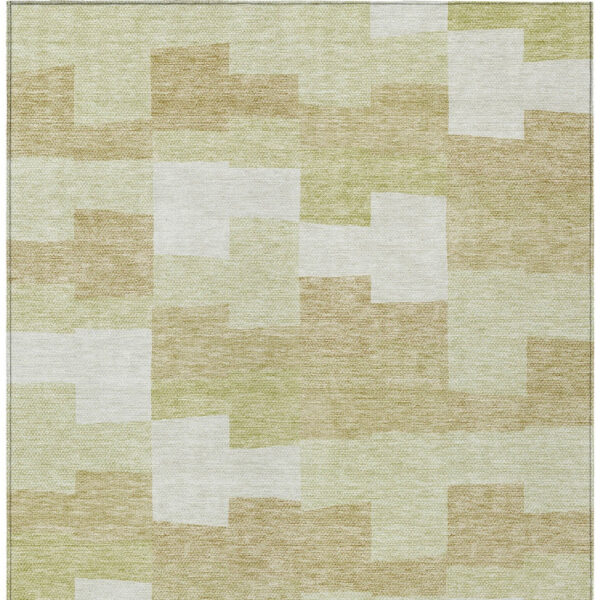 5' X 8' Beige Ivory And Brown Geometric Washable Indoor Outdoor Area Rug