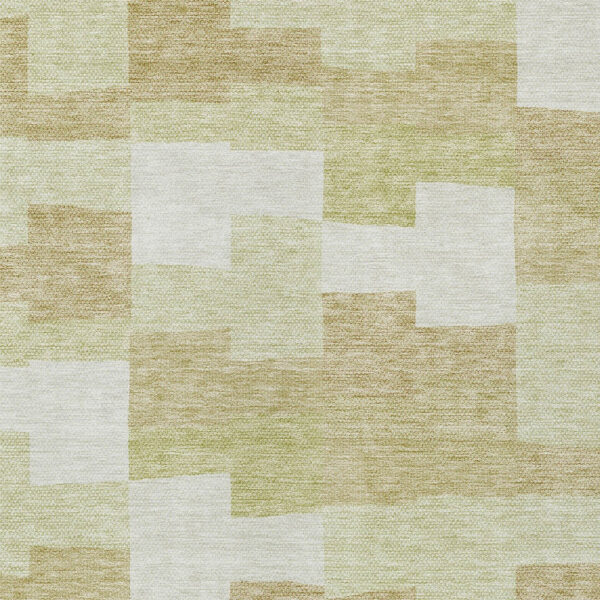 5' X 8' Beige Ivory And Brown Geometric Washable Indoor Outdoor Area Rug