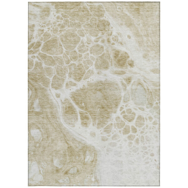 3' X 5' Taupe Beige And Ivory Nautical Washable Indoor Outdoor Area Rug
