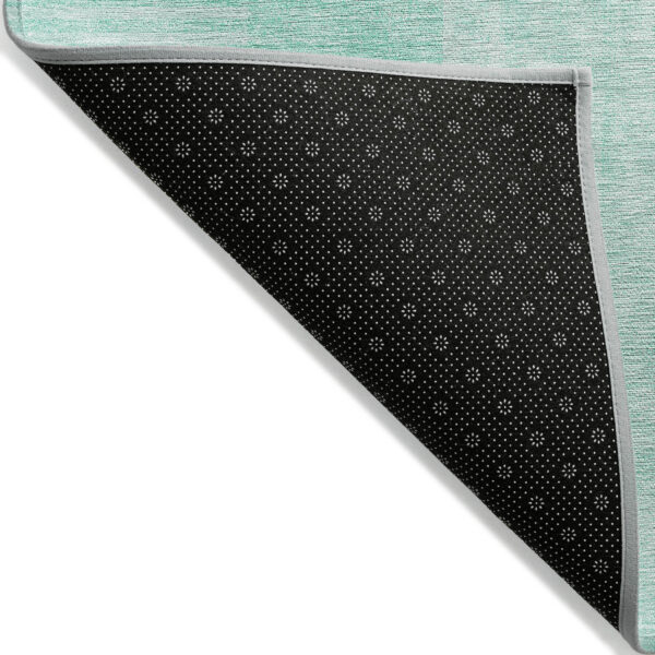 9' X 12' Teal Blue And Aqua Geometric Washable Indoor Outdoor Area Rug