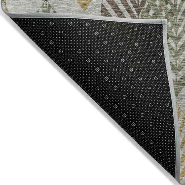 3' X 5' Gray Silver And Teal Blue Floral Washable Indoor Outdoor Area Rug