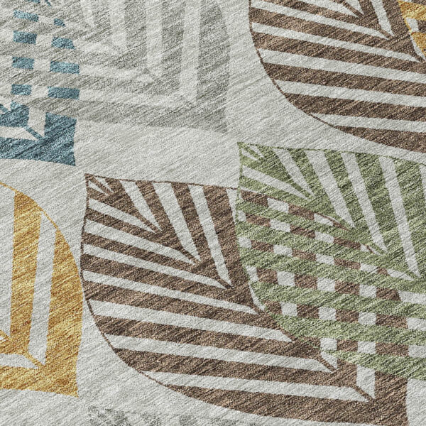 3' X 5' Gray Silver And Teal Blue Floral Washable Indoor Outdoor Area Rug