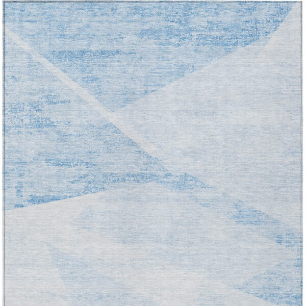 3' X 5' Denim Blue And Sky Blue Abstract Washable Indoor Outdoor Area Rug